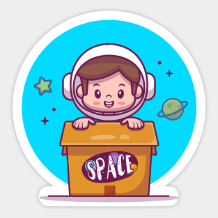 Cute Astronaut Kid In Box Sticker